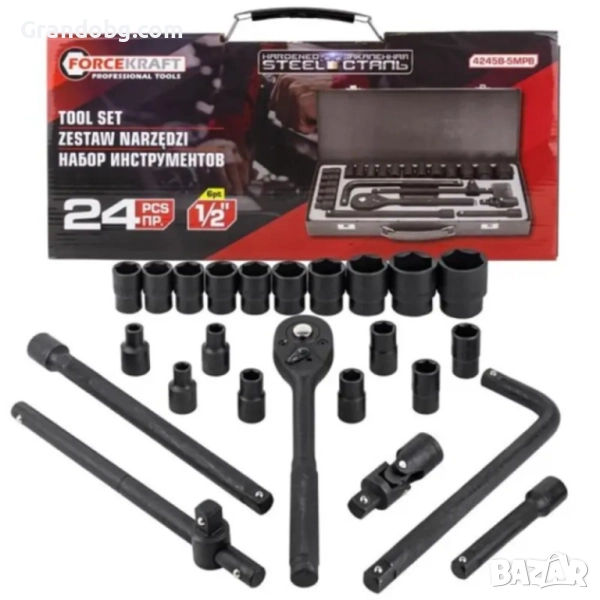 Гедоре с ударни вложки 24 части 1/2 до 32 мм ForceKraft, снимка 1