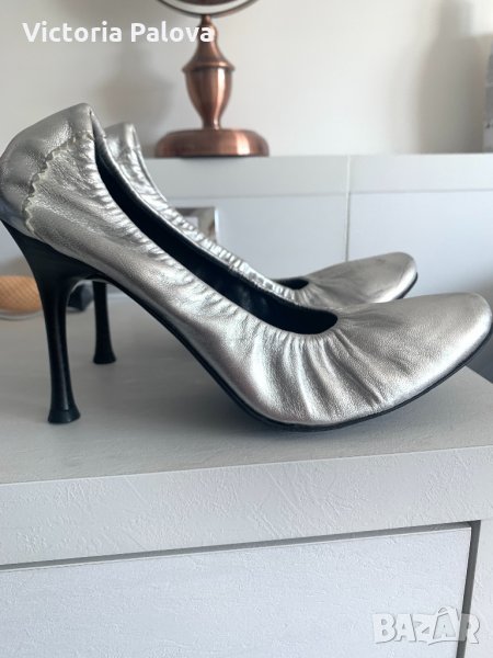 Уникални скъпи сребристи обувки CAFENOIR Италия, снимка 1