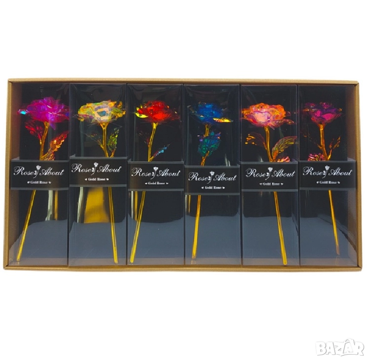 Светеща роза в подаръчна кутия, различни цветове, снимка 1