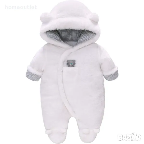 Бебешки пухкав космонавт 9-12м / 12-18м, VINE BABY/PONY MIYA бяло със сиво мече, снимка 1