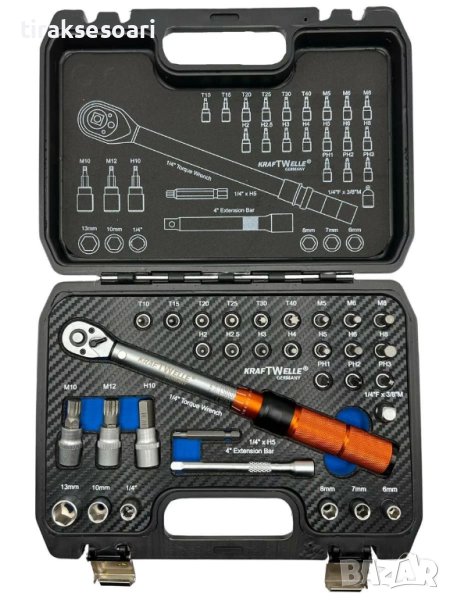 Немски Динамометричен ключ комплект в куфар 1/4" 5-25Nm 32ч, снимка 1