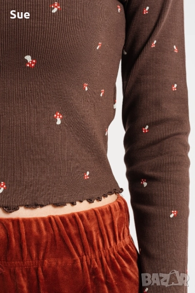 Рипсена блуза Only с гъбки y2k fairycore, снимка 1