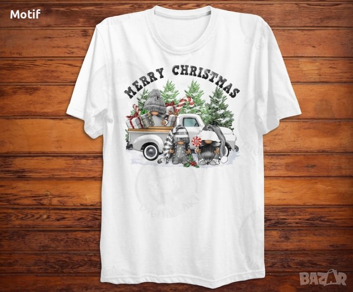 Коледна тениска камион с елхи / коледен гном , снимка 1