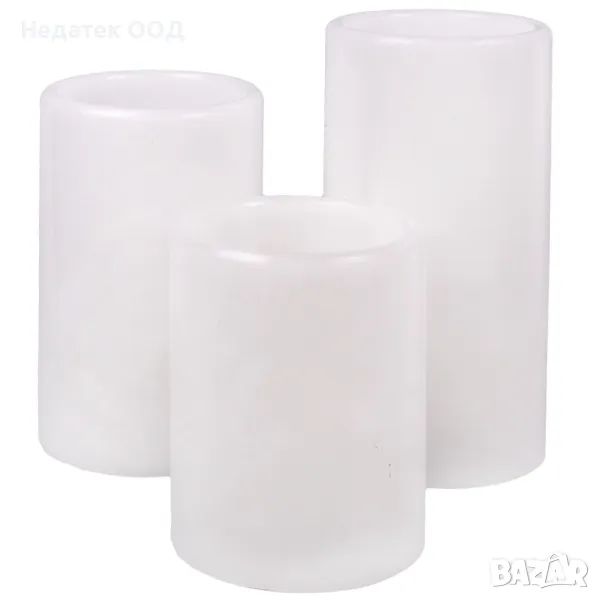 Комплект LED свещи, Вълнообразен горен цветен пламък, Бял / Многоцветен,3 бр., снимка 1