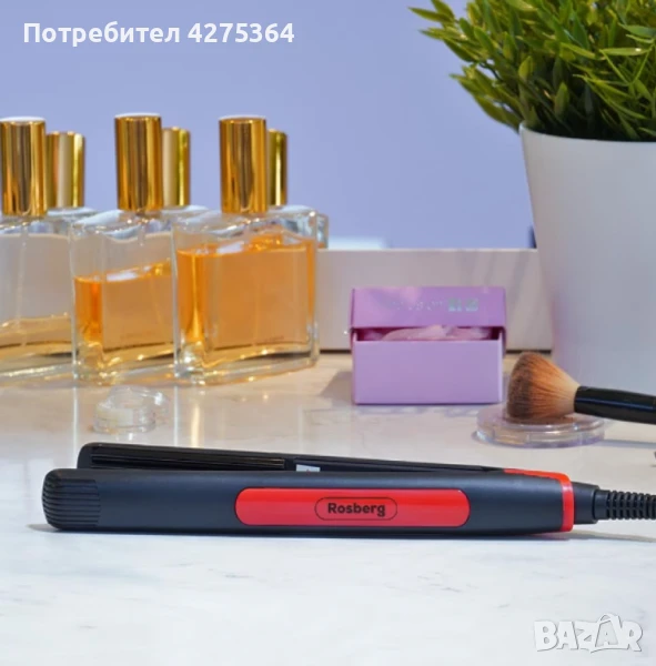 Преса за коса Rosberg, въпнообразна плоча, черно/ червено, 2 ГОДИНИ ГАРАНЦИЯ, снимка 1