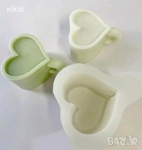 3d  Чаша сърце силиконов молд форма шоколад гипс смола свещ декор, снимка 3 - Форми - 49566237