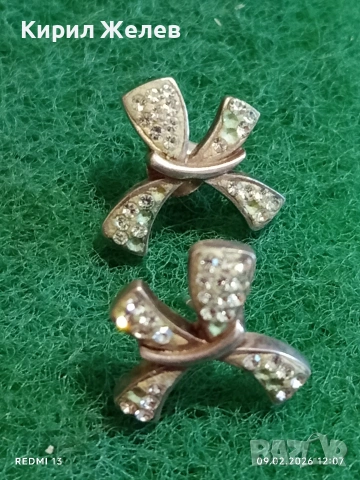 Сребърни обеци във формата на ПАНДЕЛКА 🎀 с инкрустирани кристали стил и елегантност 53686