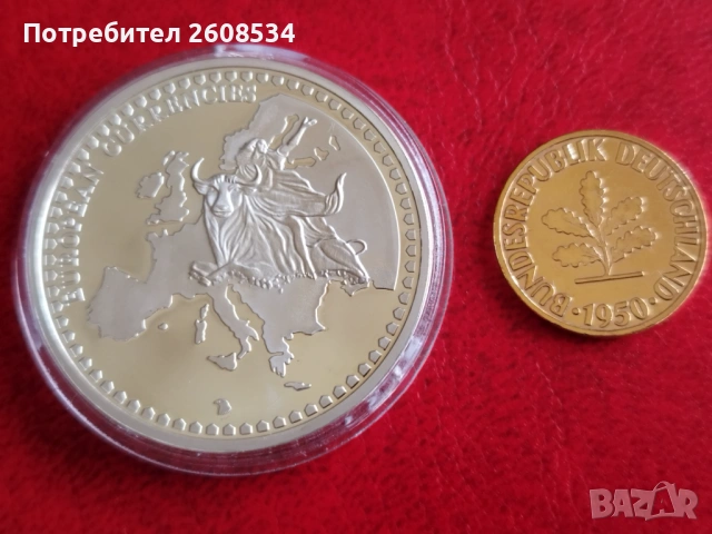 10 ПФЕНИГА 1950 ГОДИНА В ПОСРЕБРЕН ПЛАКЕТ, снимка 4 - Нумизматика и бонистика - 53485951