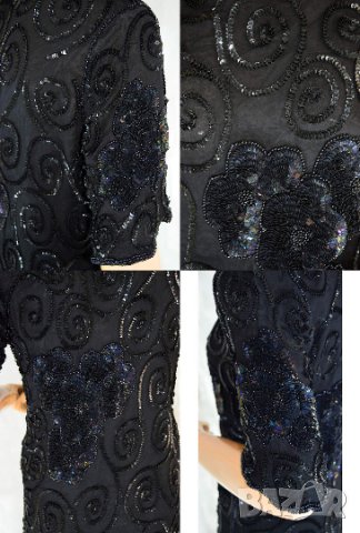Ribbel дамска копринена черна блуза с пайети 100% коприна, снимка 3 - Корсети, бюстиета, топове - 33329046