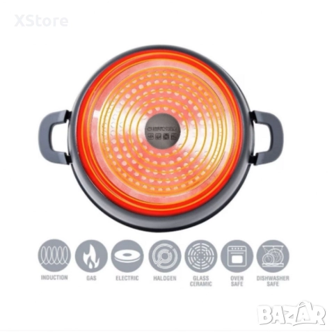 Комплект от 3 броя висококачествени съдове за готвене Cheffinger - 6 части, снимка 4 - Съдове за готвене - 52497074