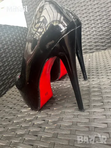 Обувки на ток Черно червени , снимка 3 - Дамски обувки на ток - 48410042