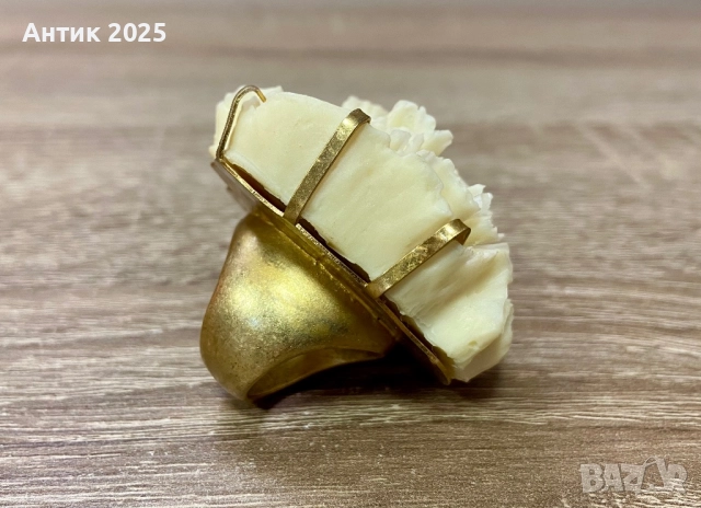 Обемист пръстен с голямо цвете карамфил, метал, размер 16, снимка 2 - Пръстени - 52856248