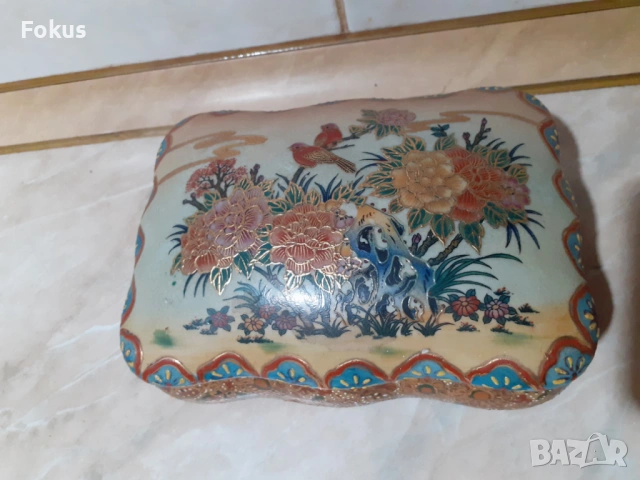 Страхотна стара китайска кутия бижутерка порцелан сатцума, снимка 2 - Антикварни и старинни предмети - 53340743