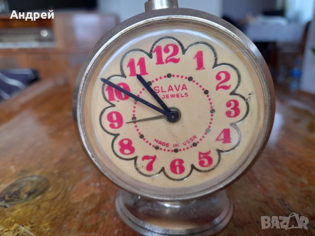 Настолен часовник,будилник СЛАВА,SLAVA #13, снимка 2 - Антикварни и старинни предмети - 43779398