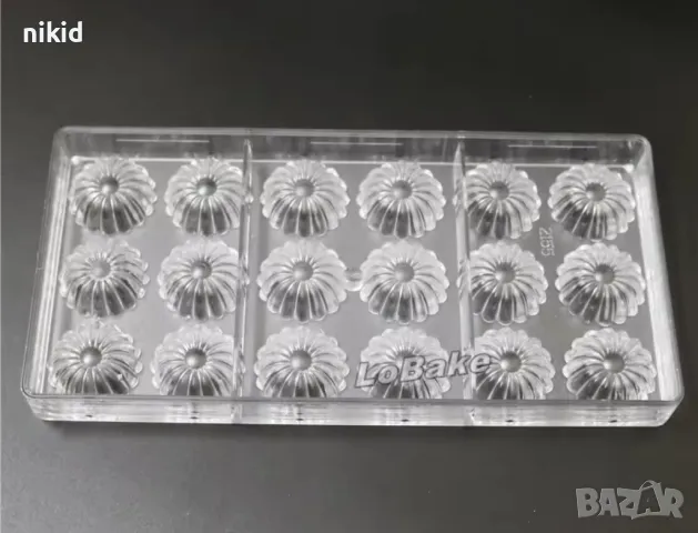 3d 18 бр цвете кошничка пластмасова форма Поликарбонатна отливка калъп за Шоколадови бонбони, снимка 5 - Форми - 49187329