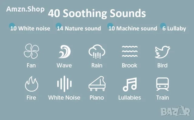 Преносима машина за бял шум за бебета 40 успокояващи звука за сън, снимка 8 - Други - 48622193