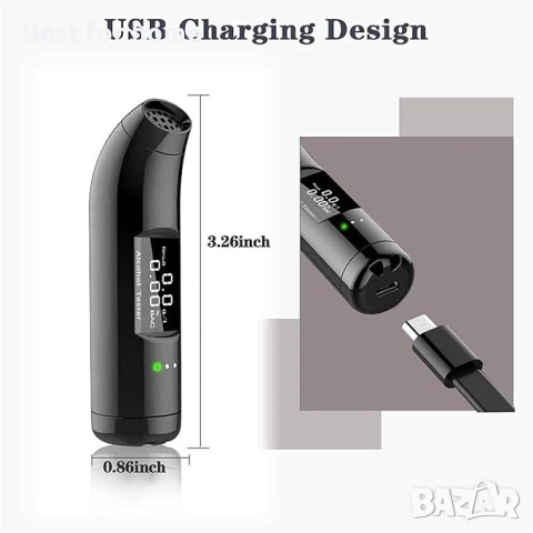 Алкохолен тестер , високопрецизен електрохимичен сензор, цифров LCD дисплей