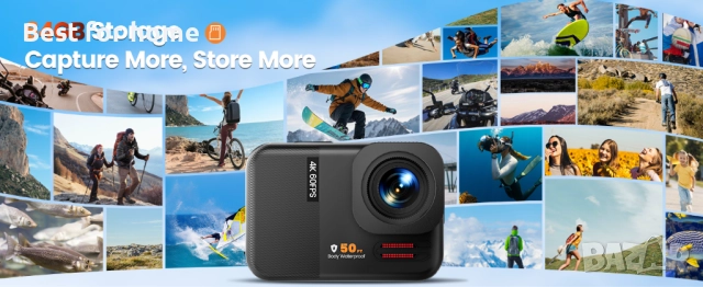 4K 60FPS 48MP WiFi екшън камера с тъчскрийн Go10, снимка 12 - Камери - 52901788