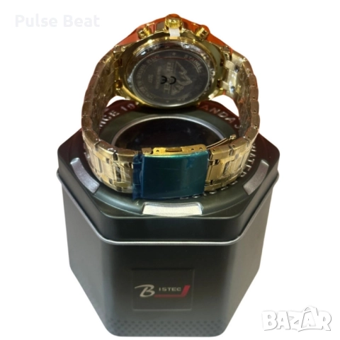 Луксозен златист часовник BISTEC – съвършенство в детайлите, снимка 3 - Мъжки - 52055305