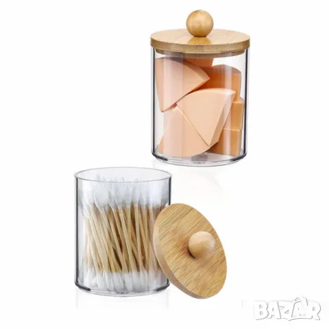 Стилен прозрачен контейнер за съхранение с бамбуков капак, снимка 5 - Други стоки за дома - 49731873