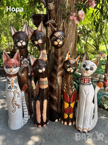 Котки от дърво , снимка 9 - Статуетки - 37531236