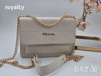 Prad🅰️ Нова Бежова Кожена Дамска Чанта Прад🅰️
