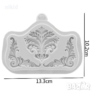 Разлистен орнамент и ъгли силиконов молд форма фондан гипс декор, снимка 2 - Форми - 38087255