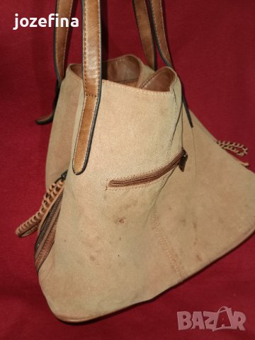 Дамска кожена чанта от естествен набук, снимка 13 - Чанти - 43300045