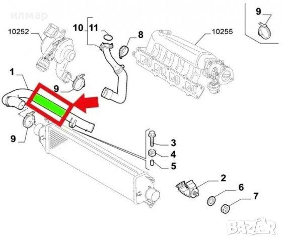 51842860 Маркуч за турбо за Фиат Браво 2 - 1.9 D Multijet, снимка 2 - Части - 38497720