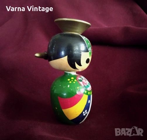 Стара дървена японска кукла Кокеши. ръчна изработка. произведена в Корея, снимка 5 - Антикварни и старинни предмети - 53283537