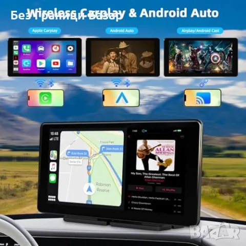 Нов Преносим CarPlay екран с GPS, Bluetooth и FM 7 инча CarPlay и Android Auto, снимка 2 - Аксесоари и консумативи - 48543938