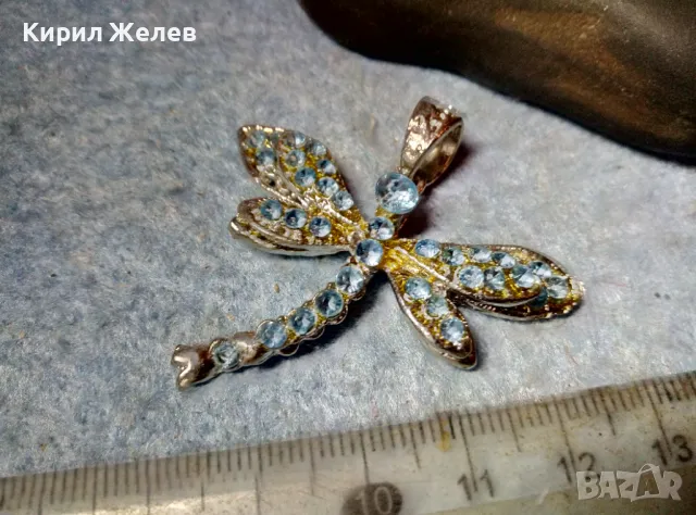 ПРЕКРАСЕН ФИГУРАЛЕН СРЕБРИСТ МЕДАЛЬОН ВОДНО КОНЧЕ с ИСКРЯЩИ СИНИ КРИСТАЛЧЕТА АРТ ВИСУЛКА 39770, снимка 5 - Колиета, медальони, синджири - 48161109