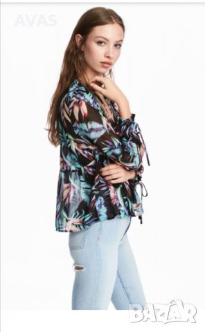 Нова - 40% H&M лятна воалена блуза с дълъг ръкав 40 42 размер