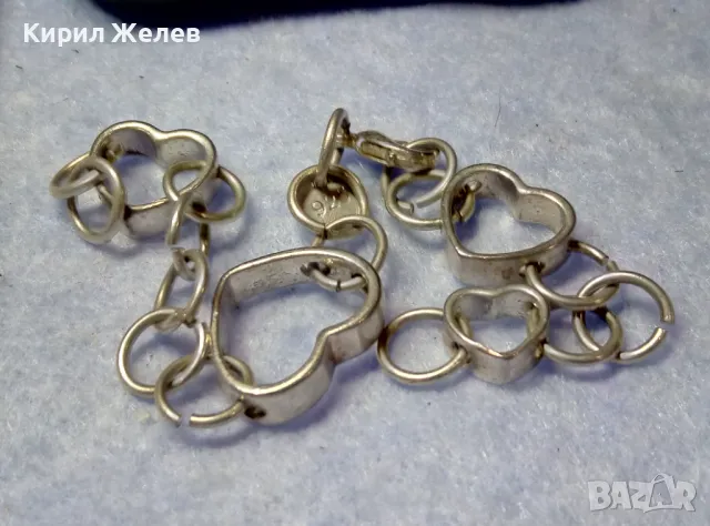 ШАРМАНТНА ПОСРЕБРЕНА ГРИВНА от БЛАГОРОДНА НЕРЪЖДАЕМА СТОМАНА със СЪРЧИЦА 49339