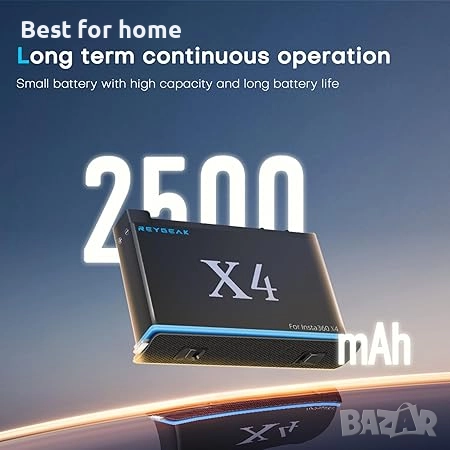 REYGEAK Батерия и зарядно за Insta360 X4, 2 броя преносими батерии с 2 порта, снимка 5 - Батерии, зарядни - 52926862