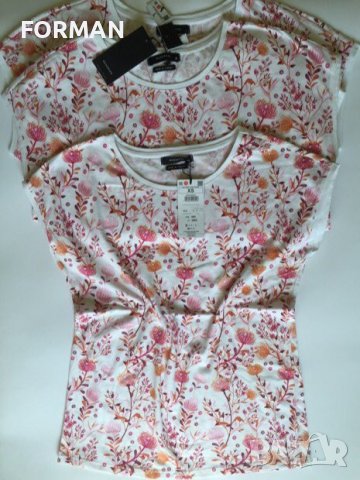 СТИЛНА блуза на розово-коралови цветчета, снимка 3 - Тениски - 40763681