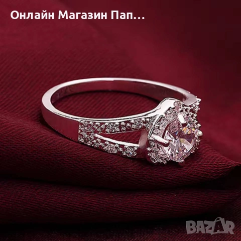 Дамски Пръстен Сърце от 925 Посребрена Изработка с Кристал, снимка 6 - Пръстени - 52305662