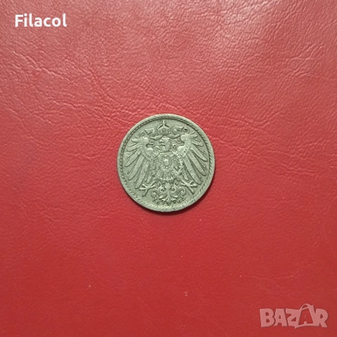 5 пфенига 1908 година Германия МД - G, снимка 2 - Нумизматика и бонистика - 53253137