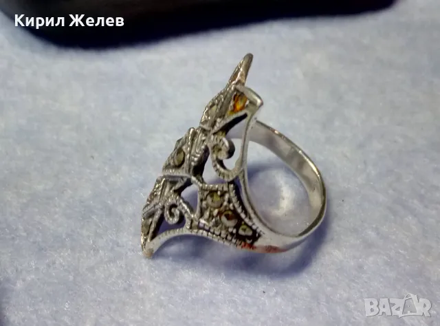 РАЗКОШЕН СТАР АЖУРЕН МАРКАЗИТЕН СРЕБЪРЕН ПРЪСТЕН СРЕБРО ВИСОКА ПРОБА ФИНА РЪЧНА ИЗРАБОТКА 49105, снимка 7 - Антикварни и старинни предмети - 50416531