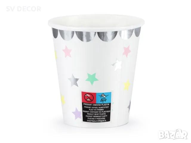 Парти Чаши на Многоцветни Звездички (6бр./оп.), снимка 3 - Декорация - 49695886