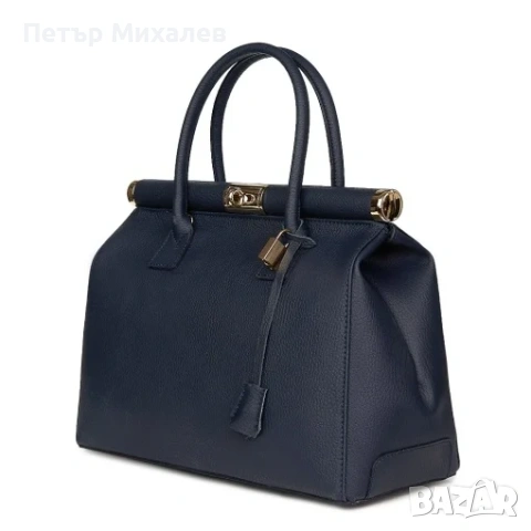 ПРОМО Естествена кожа, тъмносиня