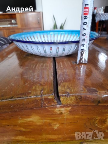 Стара емайлирана чиния,фруктиера #3, снимка 3 - Антикварни и старинни предмети - 36792925
