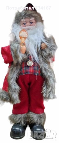 Декоративен музикален Дядо Коледа със светеща факла, на батерии. Височина: 40см. , снимка 3 - Декорация за дома - 51881953