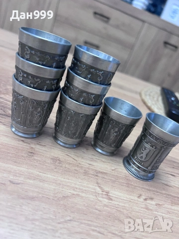 Осем колекционерски чашки от висококачествен калай, снимка 2 - Антикварни и старинни предмети - 53123681