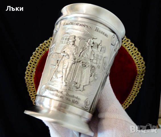 Чаша от калай,халба 300 мл.,Немски пощи през 1820 г. , снимка 7 - Антикварни и старинни предмети - 51584809
