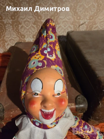 Стара детска парцалена кукла палячо, играчка от СОЦА , снимка 2 - Други ценни предмети - 50475341