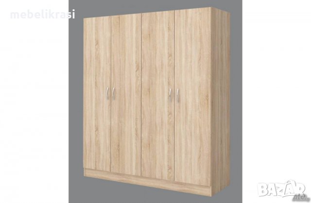 Гардероб Аполо 6 - с 4 крила. Бяло Гланц, снимка 4 - Гардероби - 32859467