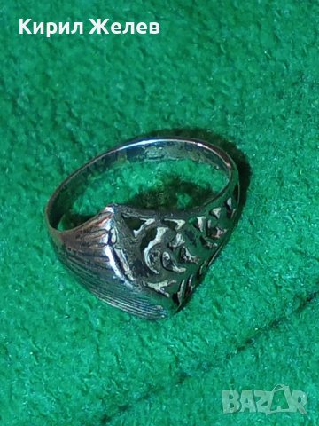 СТАРИНЕН СРЕБЪРЕН ПРЪСТЕН ВИСОКА ПРОБА ОКСИДИРАНО СРЕБРО АЖУРНА МАЙСТОРСКА РЪЧНА ИЗРАБОТКА 36598, снимка 3 - Антикварни и старинни предмети - 39971059