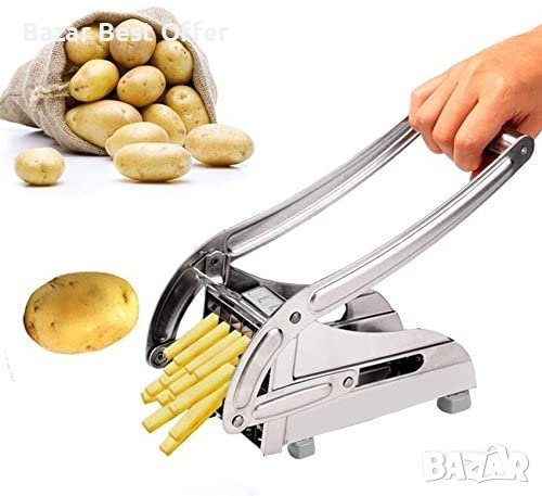 Ръчна изцяло метална преса резачка за картофи Potato Chipper, снимка 4 - Кухненски роботи - 36840377
