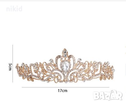 3 цвята с орнамент корона диадема тиара с камъни детска дамска метална, снимка 8 - Аксесоари за коса - 43992437